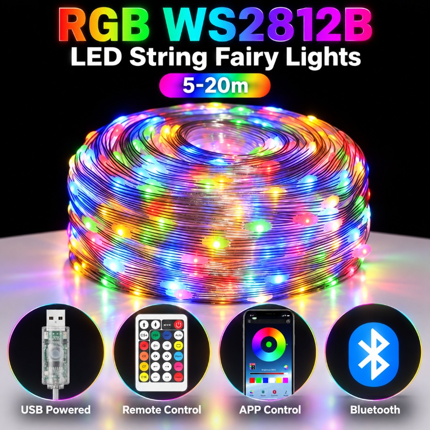 Home Decor Free App - Светодиодная гирлянда WS2812B RGB длиной 5-20
