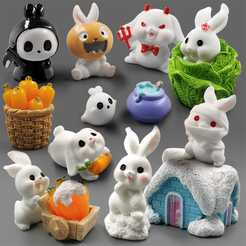 Home Decor Za - Фигурка белого кролика для Хэллоуина, Рождества,